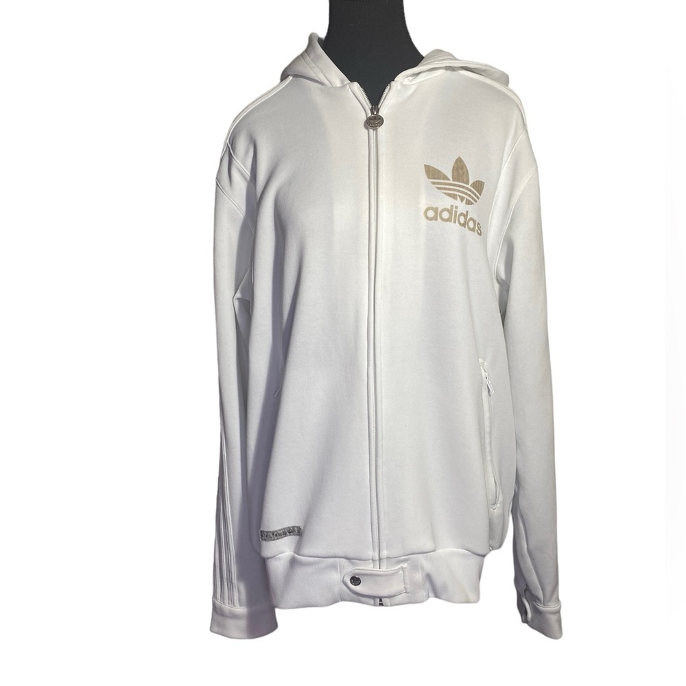 Vintage adidas White Zip Up Tracksuit Hoodie Men’s Size Large